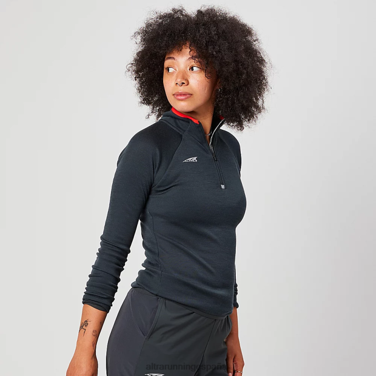 Altra núcleo de lana merino 1/2 cremallera P4ZZ137 tapas negro mujer